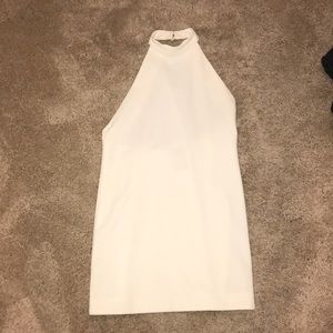 cream dress with low back